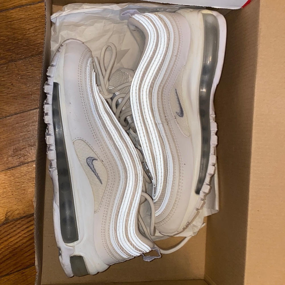 All white Nike air max 97